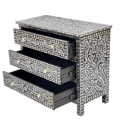 MOTHER OF PEARL HAND MADE MONOCHROME CHEST OF DRAWS