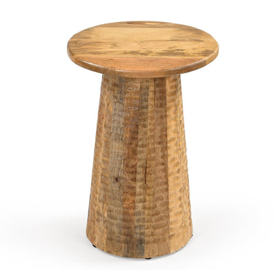 HAMMERED HAND CRAFTED HARDWOOD SIDE TABLE