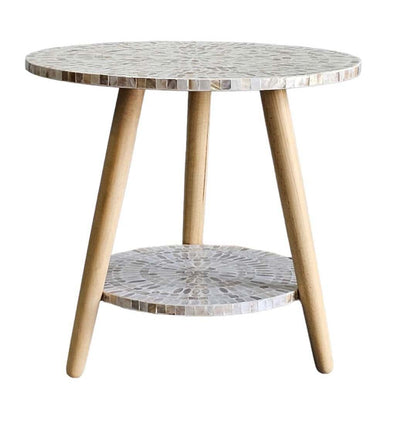 MOTHER OF PEARL MOSAIC HARMONY TW0-TIERED SIDE TABLE