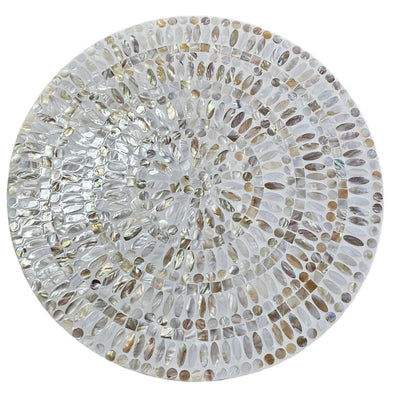 MOTHER OF PEARL MOSAIC HARMONY TW0-TIERED SIDE TABLE