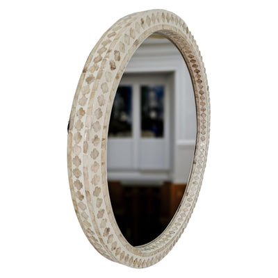 MOTHER OF PEARL RADIANCE ROUND WALL MIRROR