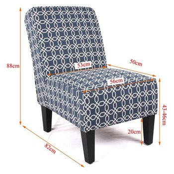 Cafe Lounge Couch Ramie Cotton Fabric Accent Dining Relax Chair Pub Seating Navy New