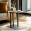 Luxury C Shaped End Table Small Accent Table Faux Leather Top With Storage Bag