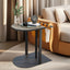 Luxury C Shaped End Table Small Accent Table Faux Leather Top With Storage Bag