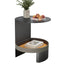 2 Tier Luxury Side End Table Glass Top Saddle Leather Storage Shelf Accent Table
