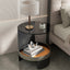 2 Tier Luxury Side End Table Glass Top Saddle Leather Storage Shelf Accent Table