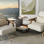 2 Tier Luxury Side End Table Glass Top Saddle Leather Storage Shelf Accent Table