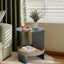 2 Tier Luxury Side End Table Glass Top Saddle Leather Storage Shelf Accent Table