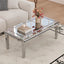 Silver Mirrored Coffee Table with Crushed Crystal Diamond Inlay Rectangular Center Table for Living Room