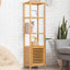 Large Bathroom Floor Cabinet Bamboo Storage Cupboard Living Room w/ Hook & Shelf