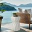 Modern Hourglass Concrete Accent End Table Outdoor Patio Table Garden Furniture