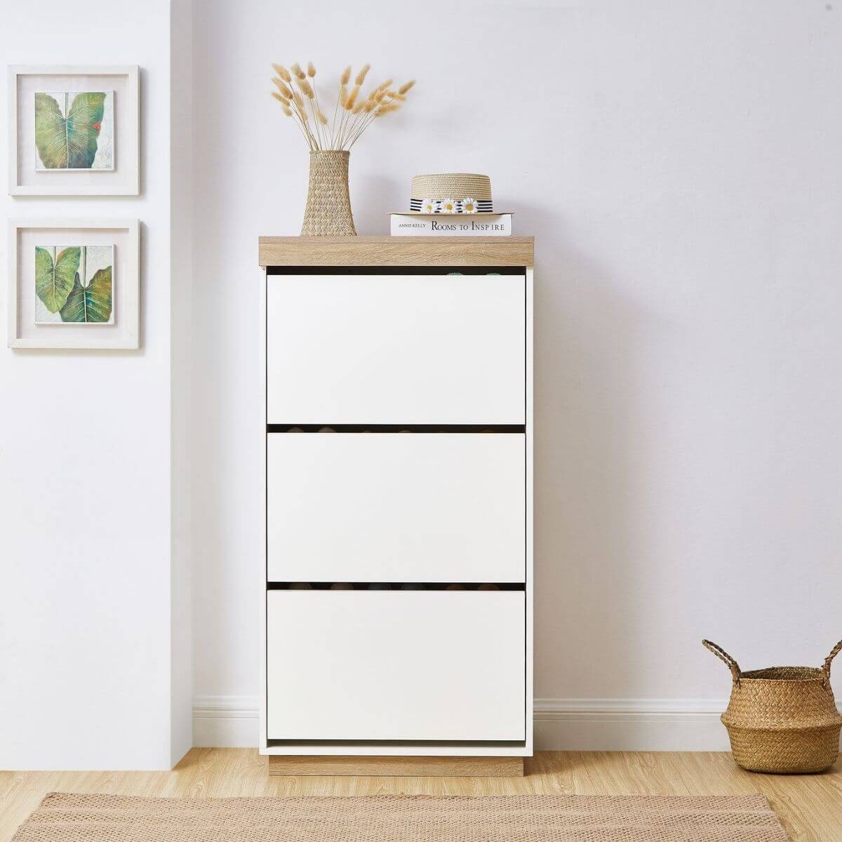 Aiden Coastal White Oak Small Shoe Cabinet