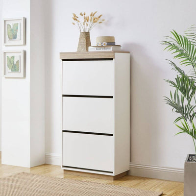 Aiden Coastal White Oak Small Shoe Cabinet