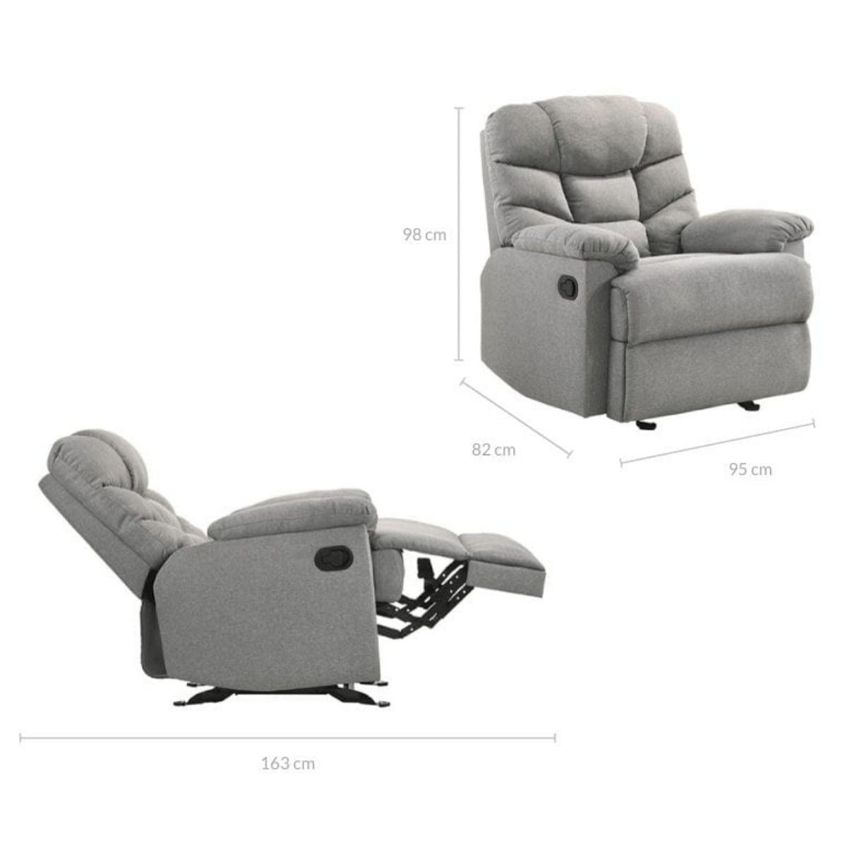 Rocking Recliner Chair Swing Glider Light Grey Fabric