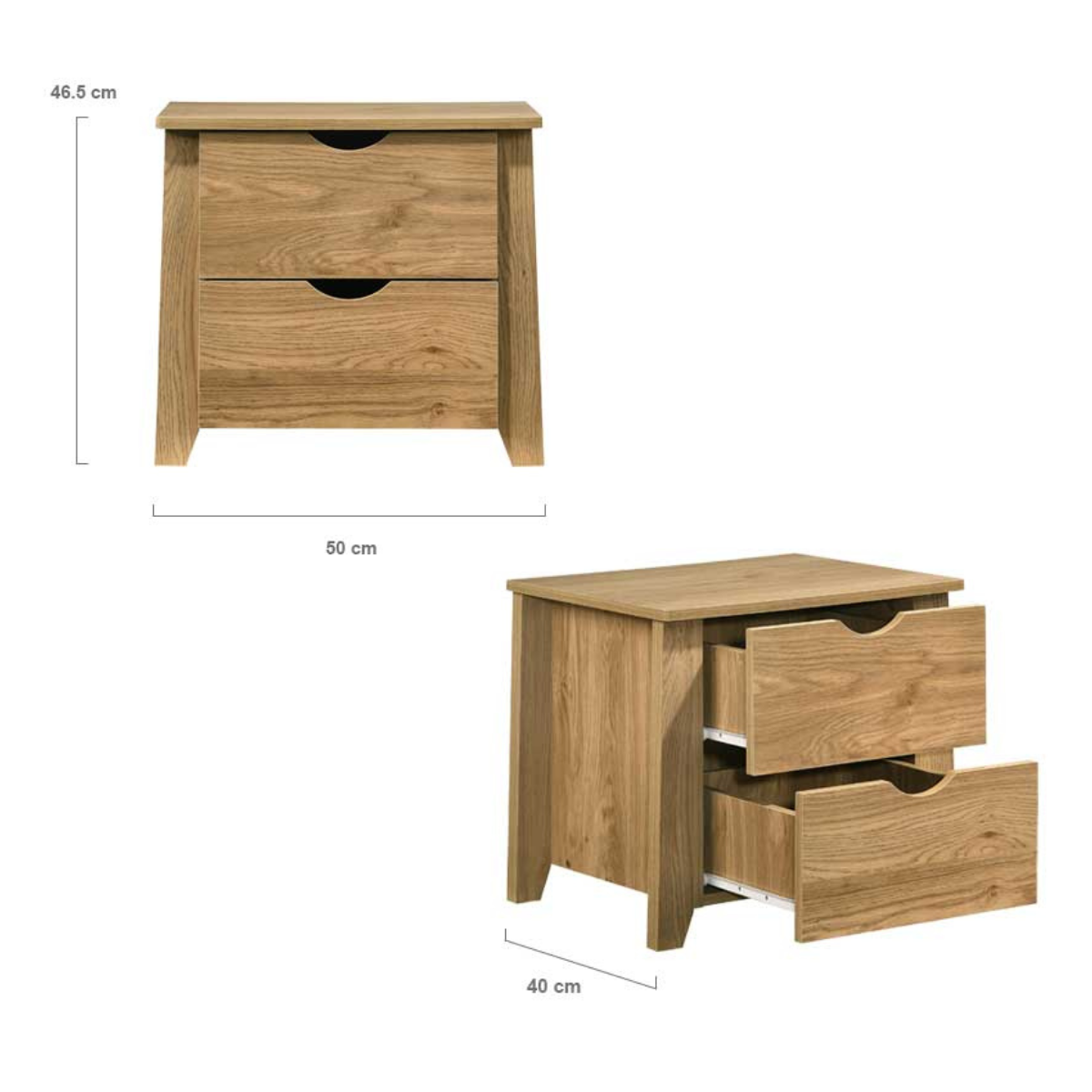 Mica Wooden Bedside Table with 2 Drawers