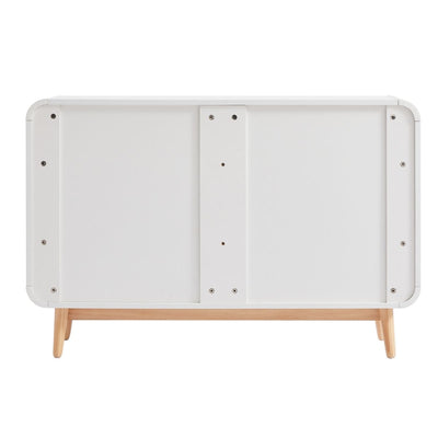 Merlin White Modern Retro Chest of Drawers Cabinet White and Oak