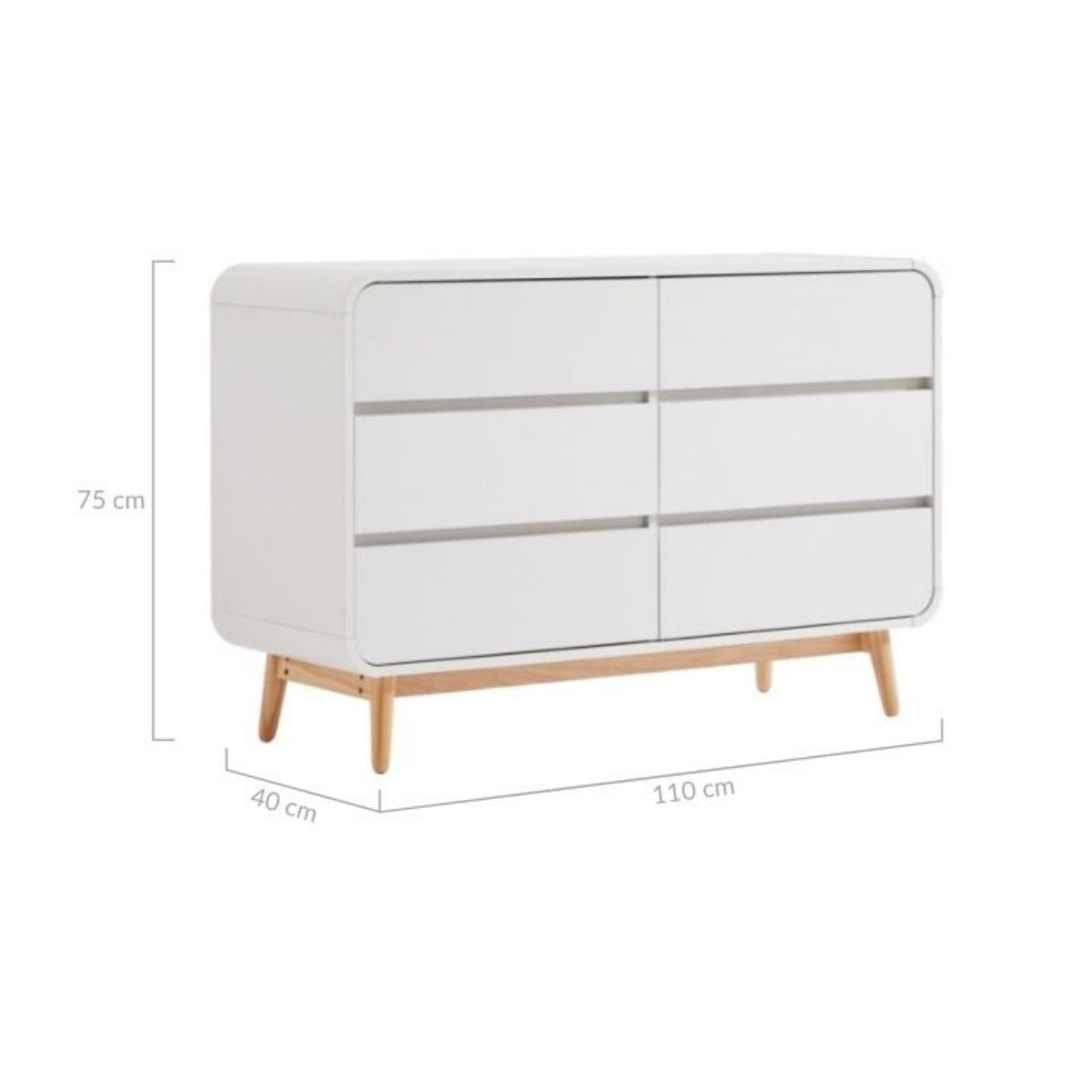 Merlin White Modern Retro Chest of Drawers Cabinet White and Oak