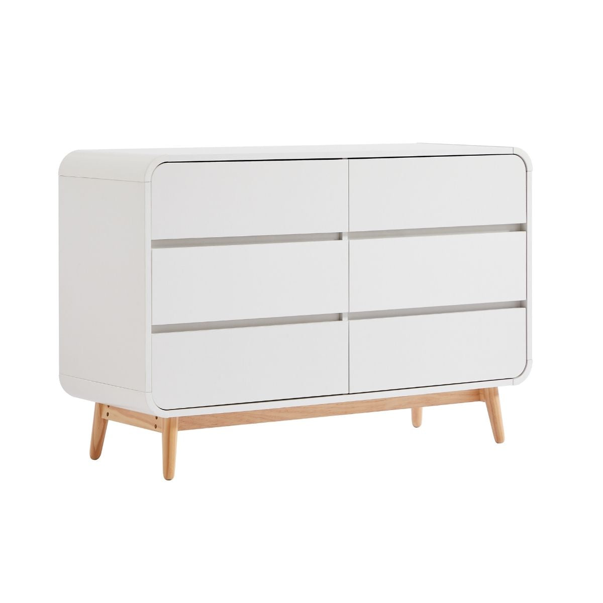 Merlin White Modern Retro Chest of Drawers Cabinet White and Oak