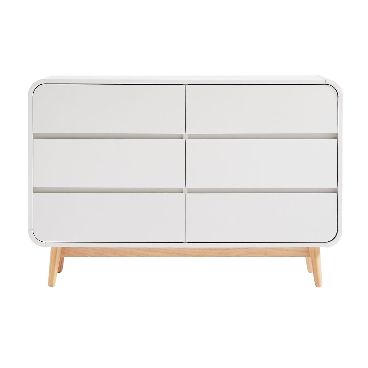 Merlin White Modern Retro Chest of Drawers Cabinet White and Oak