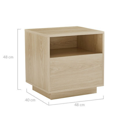 Nola Japandi Style Bedside Table in Oak