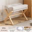 White Foldable Ottoman & Padded Footstool with Velcro Stability - Cotton Linen Portable Office Leg Rest & Entryway Shoe Stool