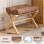 Brown Foldable Ottoman & Padded Footstool with Velcro Stability - Cotton Linen Portable Office Leg Rest & Entryway Shoe Stool
