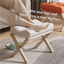 Brown Foldable Ottoman & Padded Footstool with Velcro Stability - Cotton Linen Portable Office Leg Rest & Entryway Shoe Stool