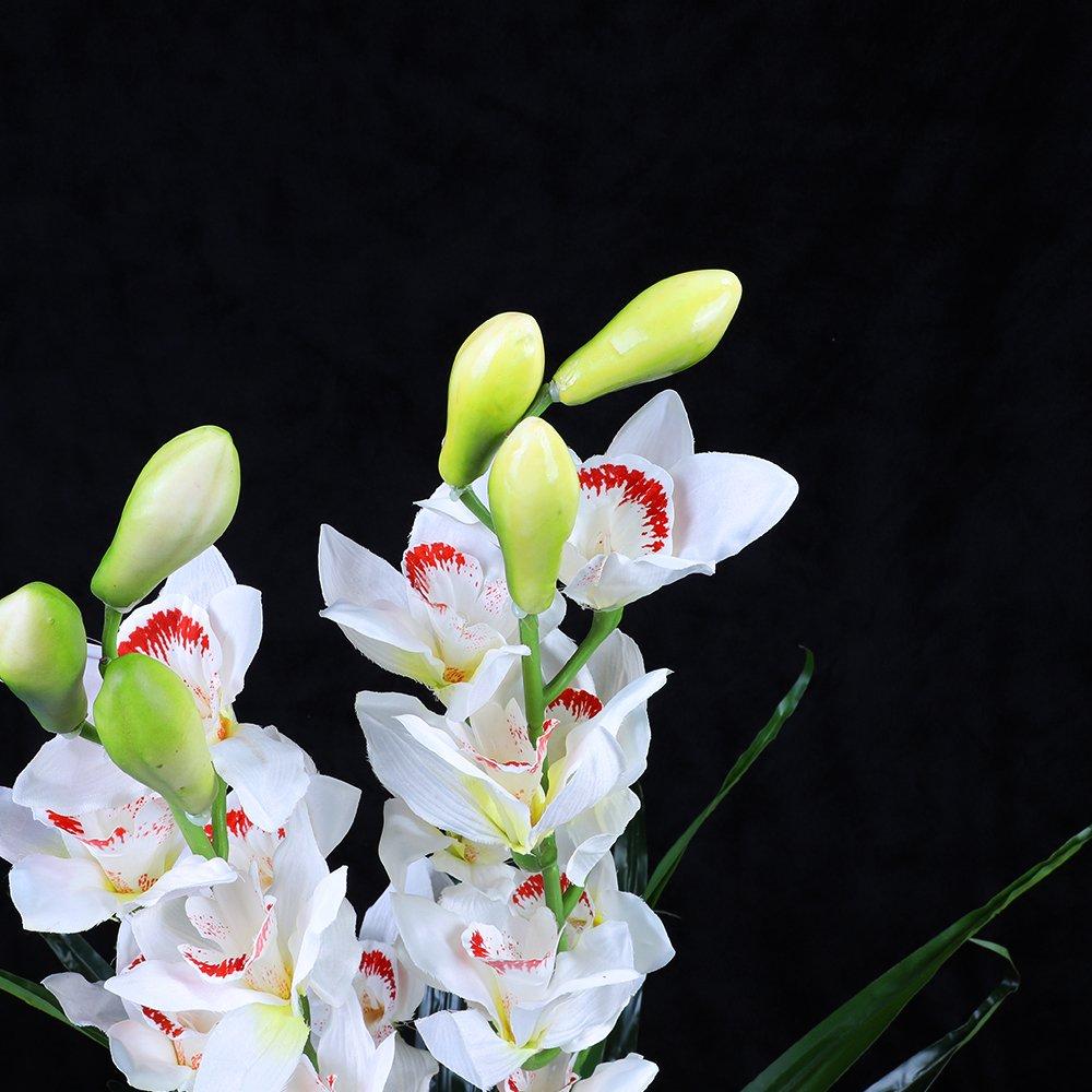 100cm Faux Artificial Home Decor Potted Cymbidium-Red/White - Red