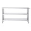 Stainless Steel Food Prep Table, 356 x 1524 x 864 mm Commercial Kitchen Worktable, with 2 Adjustable Undershelf, Heavy Duty Prep Table Metal Work Table for BBQ, Kitchen, Home, and Garage