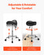 Saddle Rolling Stool, PU Leather Rolling Stool with Wheels, 360° Swivel Drafting Stool with Thickened Cushion, Height Adjustable Rolling Work SPA Stool, for Office, Home, Salon & Bar, Black