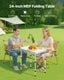 VEVOR Folding Camping Table, Adjustable Height Portable Side Tables, Aluminum MDF Beach Table with Mesh Layer, Carrying Handle, Lightweight Compact for Outdoor Picnic BBQ Cooking, 24x16in, Silver