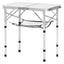VEVOR Folding Camping Table, Adjustable Height Portable Side Tables, Aluminum MDF Beach Table with Mesh Layer, Carrying Handle, Lightweight Compact for Outdoor Picnic BBQ Cooking, 24x16in, Silver