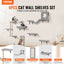 VEVOR Wall Mounted Cat Shelves, Cat Wall Shelves and Perches with Jumping Boards, Hammock, Sofa, Cat Tree & Cat Grip, Cat Furniture and Shelves up to 40 lbs for Sleeping, Playing, Climbing, Set of 6