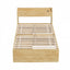King Single Bed Frame with 2 Drawers Platform Bed with Headboard Bed Base with USB Ports Natural