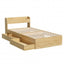 King Single Bed Frame with 2 Drawers Platform Bed with Headboard Bed Base with USB Ports Natural