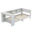 White Single Solid Wood Corner Platform Bed Frame with Built-in Desk, Storage Shelves and USB-C Charging Station for Small Spaces, Wooden Bed Base for Guest Room