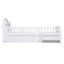 Single Bed Frame with 2 Storage Drawers, Montessori Bed with Headboard, 2 USB Ports & Led Light, Solid Wood Platform Bed Base with Safety Rail & Ladder, 31CM Under-Bed Storage, White