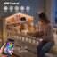 Single Bed Frame with 2 Storage Drawers, Montessori Bed with Headboard, 2 USB Ports & Led Light, Solid Wood Platform Bed Base with Safety Rail & Ladder, 31CM Under-Bed Storage, White