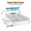 Queen Bed Frame with Storage Drawers White Platform Bedframe with Bookcase Headboard Charging Station Led Light