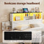 Queen Bed Frame with Storage Drawers White Platform Bedframe with Bookcase Headboard Charging Station Led Light