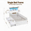 Artiss Single Bed Frame with Storage Drawers White Platform Bedframe with Bookcase Headboard Charging Station Led Light