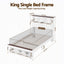 Artiss King Single Bed Frame with Storage Bookcase Headboard and Footboard, White