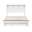 Queen Bed Frame with Storage Bookcase Headboard and Footboard White Wooden Platform Bed with Charging Station and Led Light Bedroom Furniture