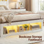 Queen Bed Frame with Storage Bookcase Headboard and Footboard White Wooden Platform Bed with Charging Station and Led Light Bedroom Furniture
