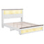 Queen Bed Frame with Storage Bookcase Headboard and Footboard White Wooden Platform Bed with Charging Station and Led Light Bedroom Furniture
