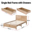 Single Bed Frame with 2 Drawers Wooden Bed Base Walnut