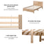 Single Bed Frame with 2 Drawers Wooden Bed Base Walnut