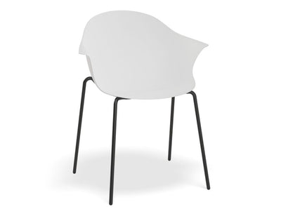 Pebble Armchair White with Shell Seat - Sled Base with Black Legs