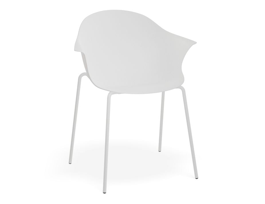 Pebble Armchair White with Shell Seat - Sled Base with White Legs