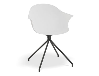 Pebble Armchair White with Shell Seat - Swivel Base